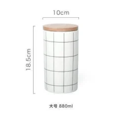 The Decor Haven Küche & Esszimmer-Umweltfreundlicher Lebensmittelbehälter aus Keramik mit Bambusdeckel – Aufbewahrungslösung für die Küche