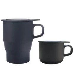 The Decor Haven Küche & Esszimmer-Umweltfreundlicher, wiederverwendbarer Reisebecher aus Silikon – faltbares Design