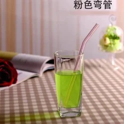 Tom Küche & Esszimmer-Umweltfreundlicher, wiederverwendbarer Trinkhalm aus Glas – farbenfrohes Bar-Accessoire