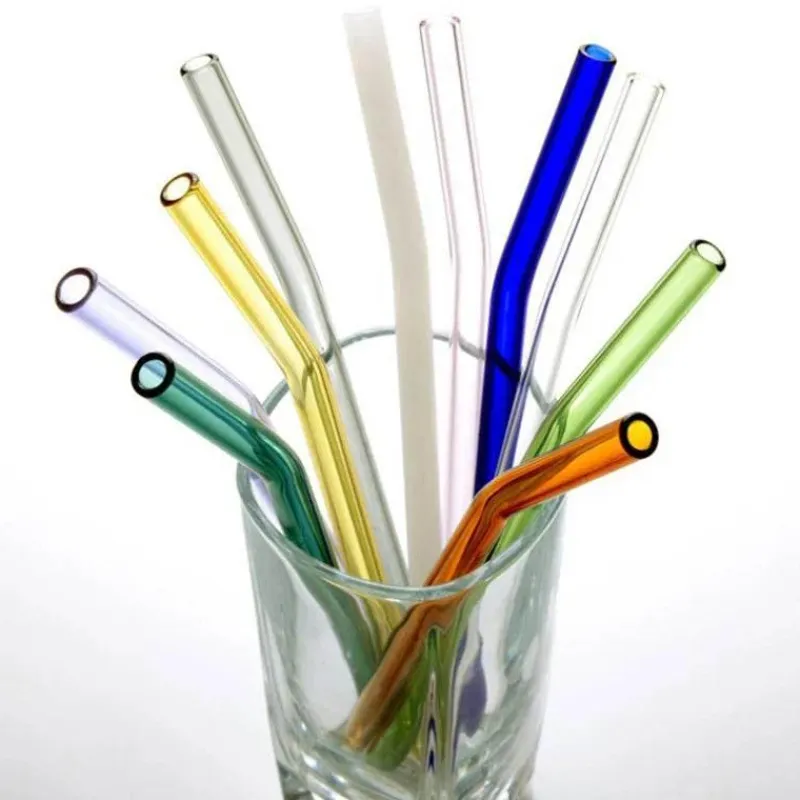 Tom Küche & Esszimmer-Umweltfreundlicher, wiederverwendbarer Trinkhalm aus Glas – farbenfrohes Bar-Accessoire