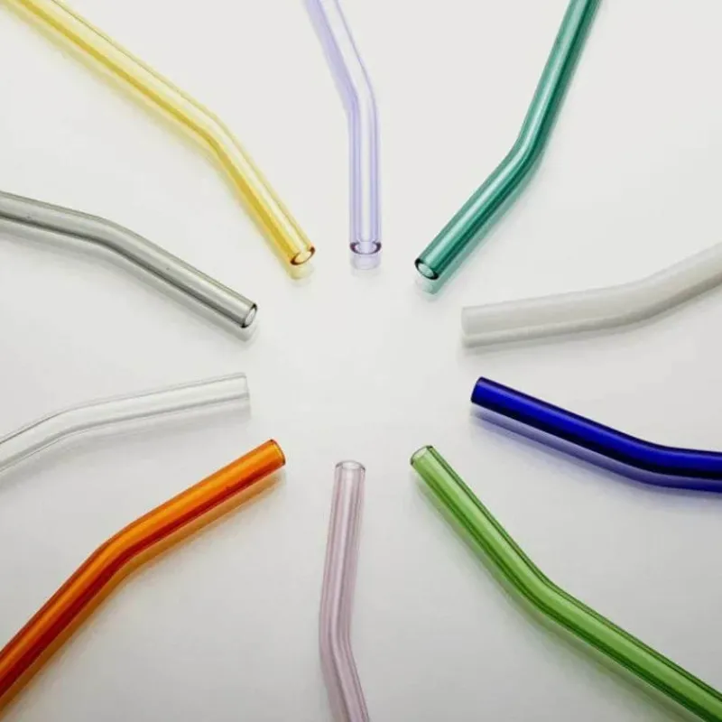 Tom Küche & Esszimmer-Umweltfreundlicher, wiederverwendbarer Trinkhalm aus Glas – farbenfrohes Bar-Accessoire