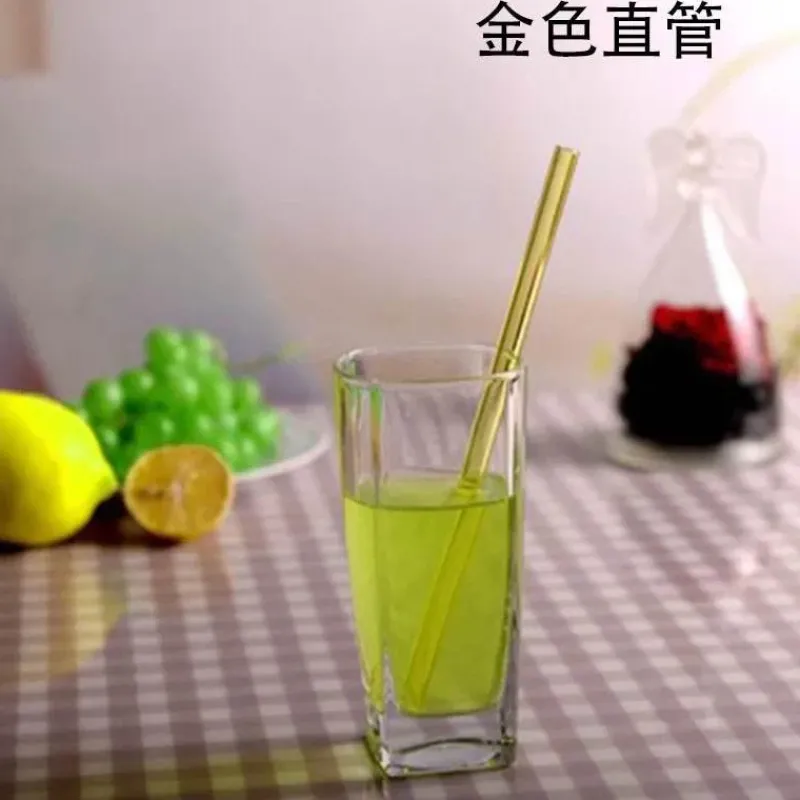 Tom Küche & Esszimmer-Umweltfreundlicher, wiederverwendbarer Trinkhalm aus Glas – farbenfrohes Bar-Accessoire
