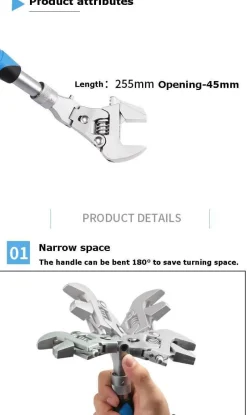 The Outdoor Vault Outdoor-Artikel|Heimwerkzeuge-Universal-Verstellschlüssel – Multifunktionswerkzeug für Haus und Auto