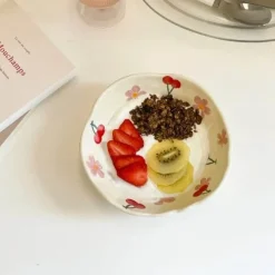 Tom Küche & Esszimmer-Unregelmäßige Keramikschale für Obst und Snacks – perfekte Dessertschale für Mädchen