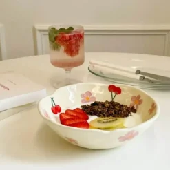 Tom Küche & Esszimmer-Unregelmäßige Keramikschale für Obst und Snacks – perfekte Dessertschale für Mädchen