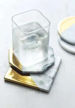 The Decor Haven Küche & Esszimmer-Untersetzer mit Marmorstreifen – Luxuriöses Trinkgeschirr aus Keramik