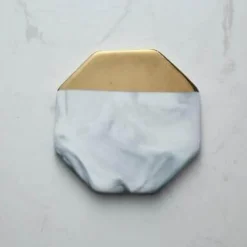 The Decor Haven Küche & Esszimmer-Untersetzer mit Marmorstreifen – Luxuriöses Trinkgeschirr aus Keramik