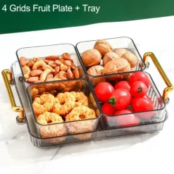 Tom Küche & Esszimmer-Unterteiltes Snacktablett - Servierplatte mit 6 Fächern für Obst und Nüsse