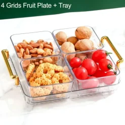 Tom Küche & Esszimmer-Unterteiltes Snacktablett - Servierplatte mit 6 Fächern für Obst und Nüsse