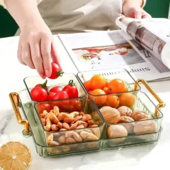 Tom Küche & Esszimmer-Unterteiltes Snacktablett - Servierplatte mit 6 Fächern für Obst und Nüsse
