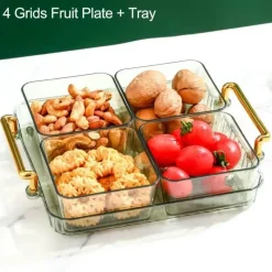 Tom Küche & Esszimmer-Unterteiltes Snacktablett - Servierplatte mit 6 Fächern für Obst und Nüsse