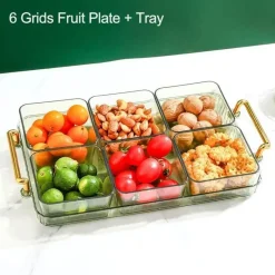 Tom Küche & Esszimmer-Unterteiltes Snacktablett - Servierplatte mit 6 Fächern für Obst und Nüsse