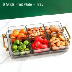 Tom Küche & Esszimmer-Unterteiltes Snacktablett - Servierplatte mit 6 Fächern für Obst und Nüsse