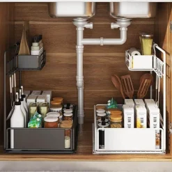 Tranquil Waters Badezimmer|Küche & Esszimmer-Untertisch-Organizer – Aufbewahrungsregal aus Eisen für Küche und Bad