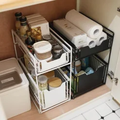 Tranquil Waters Badezimmer|Küche & Esszimmer-Untertisch-Organizer – Aufbewahrungsregal aus Eisen für Küche und Bad