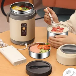 Space Savvy Küche & Esszimmer-USB-beheizte Lunchbox - Speisenwärmer aus Edelstahl