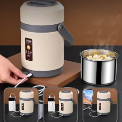 Space Savvy Küche & Esszimmer-USB-beheizte Lunchbox - Speisenwärmer aus Edelstahl