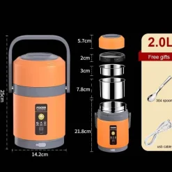 Space Savvy Küche & Esszimmer-USB-beheizte Lunchbox - Speisenwärmer aus Edelstahl