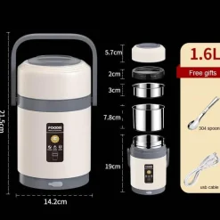 Space Savvy Küche & Esszimmer-USB-beheizte Lunchbox - Speisenwärmer aus Edelstahl