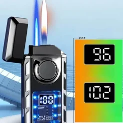 Cozy Living Camping Im Freien|Outdoor & Garten-USB-Feuerzeug mit Doppelflamme – Buntes, wiederaufladbares, sprachgesteuertes Feuerzeug