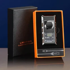 Cozy Living Camping Im Freien|Outdoor & Garten-USB-Feuerzeug mit Doppelflamme – Buntes, wiederaufladbares, sprachgesteuertes Feuerzeug