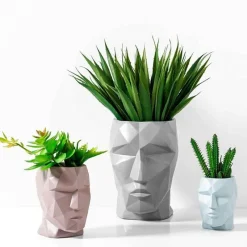 Timeless Vessels Wohndeko-Vase mit geometrischem Gesicht – modernes nordisches Dekor