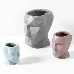 Timeless Vessels Wohndeko-Vase mit geometrischem Gesicht – modernes nordisches Dekor