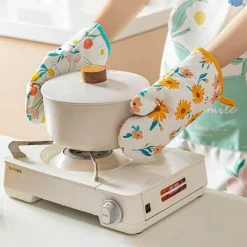 Decor Küche & Esszimmer-Verbrühungssichere Backhandschuhe mit Blumenmuster