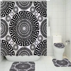 Aqua Essence Badezimmer-Versace Luxus-Duschvorhang-Set – Elegante Badezimmerdekoration