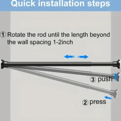 Room to Spare Aufbewahrung Und Organisation|Badezimmer-Verstellbare Duschvorhangstange, mattschwarz, 101,6–193,2 cm, ohne Bohren
