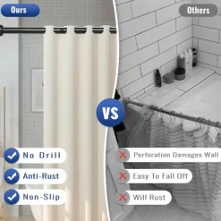 Room to Spare Aufbewahrung Und Organisation|Badezimmer-Verstellbare Duschvorhangstange, mattschwarz, 101,6–193,2 cm, ohne Bohren