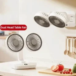 The Decor Haven Gadgets Für Zuhause-Verstellbare Ventilatorlampe mit Doppelkopf - Tragbares Nachtlicht mit Doppelkopf