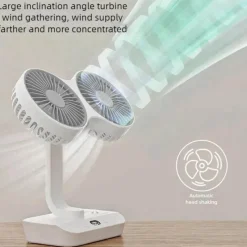 The Decor Haven Gadgets Für Zuhause-Verstellbare Ventilatorlampe mit Doppelkopf - Tragbares Nachtlicht mit Doppelkopf