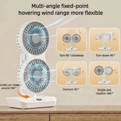 The Decor Haven Gadgets Für Zuhause-Verstellbare Ventilatorlampe mit Doppelkopf - Tragbares Nachtlicht mit Doppelkopf