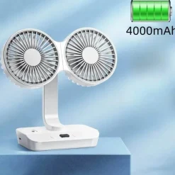 The Decor Haven Gadgets Für Zuhause-Verstellbare Ventilatorlampe mit Doppelkopf - Tragbares Nachtlicht mit Doppelkopf