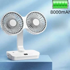 The Decor Haven Gadgets Für Zuhause-Verstellbare Ventilatorlampe mit Doppelkopf - Tragbares Nachtlicht mit Doppelkopf