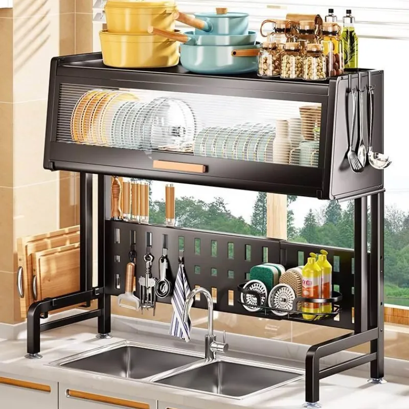 Space Savvy Küche & Esszimmer-Verstellbarer Abtropfständer aus Edelstahl – eleganter Küchen-Organizer