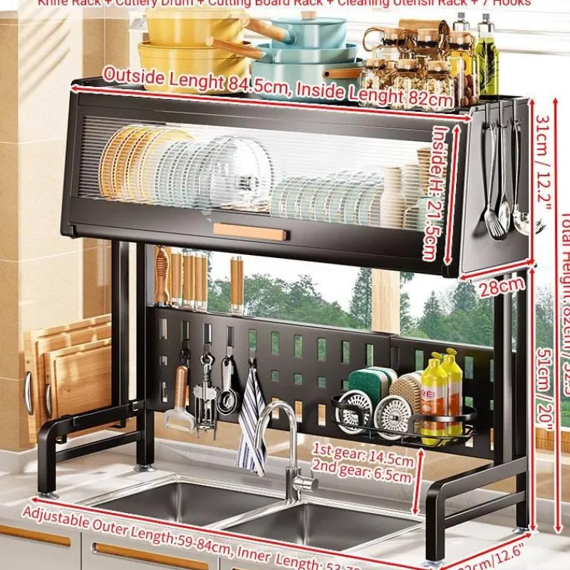 Space Savvy Küche & Esszimmer-Verstellbarer Abtropfständer aus Edelstahl – eleganter Küchen-Organizer