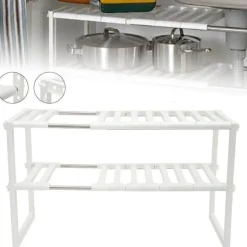 Space Savvy Küche & Esszimmer-Verstellbarer doppellagiger Geschirrständer - Küchenorganizer