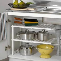 Space Savvy Küche & Esszimmer-Verstellbarer doppellagiger Geschirrständer - Küchenorganizer