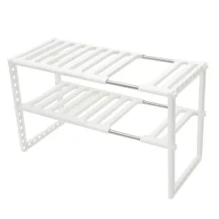 Space Savvy Küche & Esszimmer-Verstellbarer doppellagiger Geschirrständer - Küchenorganizer