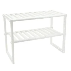 Space Savvy Küche & Esszimmer-Verstellbarer doppellagiger Geschirrständer - Küchenorganizer