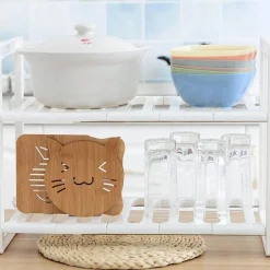 Space Savvy Küche & Esszimmer-Verstellbarer doppellagiger Geschirrständer - Küchenorganizer