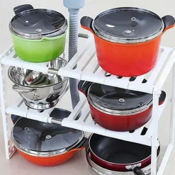 Space Savvy Küche & Esszimmer-Verstellbarer doppellagiger Geschirrständer - Küchenorganizer