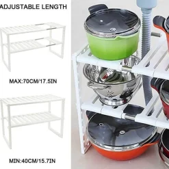 Space Savvy Küche & Esszimmer-Verstellbarer doppellagiger Geschirrständer - Küchenorganizer