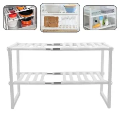 Space Savvy Küche & Esszimmer-Verstellbarer doppellagiger Geschirrständer - Küchenorganizer