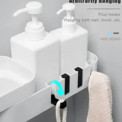 The Blissful Bath Badezimmer-Verstellbarer, drehbarer Wandregal-Organizer – Aufbewahrungslösung für Badezimmershampoo