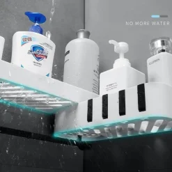 The Blissful Bath Badezimmer-Verstellbarer, drehbarer Wandregal-Organizer – Aufbewahrungslösung für Badezimmershampoo