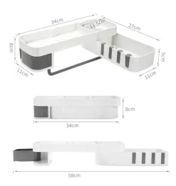 The Blissful Bath Badezimmer-Verstellbarer, drehbarer Wandregal-Organizer – Aufbewahrungslösung für Badezimmershampoo