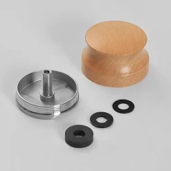 Tom Küche & Esszimmer-Verstellbarer Espresso-Stampfer – Edelstahl mit Griff aus Buchenholz